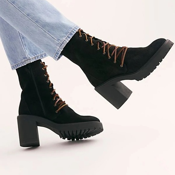 Free People Black Dylan Lace Up Boots Size 41 - Picture 2 of 10